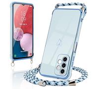Micoden Coque pour Samsung Galaxy A13 4G Silicone avec Collier avec Motif Coeur d'amour Mignon Etui Housse avec Cordon Tour de Cou Lanière en Corde pour Samsung Galaxy A13 4G(Bleu)