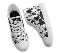 Micoklinlin Baskets montantes unisexes en toile - Chaussures de skate légères et antidérapantes et confortables - Chaussures de sport décontractées, Motif taches de vache, 44 EU