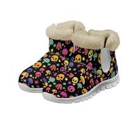 Micoklinlin Bottes de neige pour homme et femme - Légères - Unisexe - Chaudes - En peluche - Bottes de marche, Éléments d'Halloween imprimés blancs, 47 EU