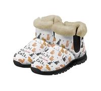 Micoklinlin Bottes de neige pour homme et femme - Légères - Unisexe - Chaudes - En peluche - Bottes de marche, Funny Cats Noir, 37 EU