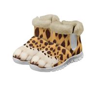 Micoklinlin Bottes de neige pour homme et femme - Légères - Unisexe - Chaudes - En peluche - Bottes de marche, Pattes de léopard blanches, 46 EU