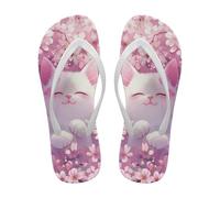 Micoklinlin Tongs pour femme - Peinture artistique - Sandales de plage confortables - Sandales d'été pour femme - Pantoufles de plage - 35-40, Jolie fleur de chat, 37 EU