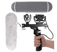 Micolive Microphone de mise à niveau avec système de suspension antichoc, câble XLR, Furry Deadcat compatible avec Rode NTG1/2/3/4/5 AT875R, Boya/MKE 600