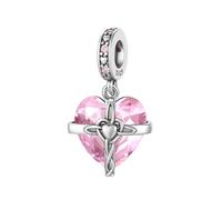 Micoo Pendentif Cœur en Argent 925 avec Pierre de Naissance (Janvier-Décembre) Compatible avec la plupart des Bracelets et Colliers Cadeau pour Anniversaire Fête des Mères Noël
