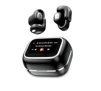 Micool Écouteurs à clips auriculaires à écran tactile Bluetooth 5.4, écouteurs ouverts sans fil avec 25 heures d'autonomie, écouteurs Bluetooth à clipser pour carte TF avec écran couleur (noir)
