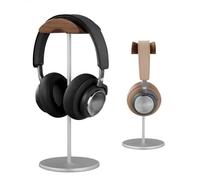 Micool Support pour casque, en aluminium et bois, accessoire de casque de jeu, support pour casque supra-auriculaire avec base lourde (argent)