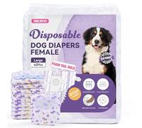 MICOOYO Couche pour Chien Femelle, Couches Jetables pour Chiennes avec Ouverture de Queue Réglable, Couche Chat pour Chats, Chiots, Chiots en Saison (40, L)