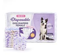 MICOOYO Couche pour Chien Femelle, Couches Jetables pour Chiennes avec Ouverture de Queue Réglable, Couche Chat pour Chats, Chiots, Chiots en Saison (40, M)