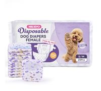 MICOOYO Couche pour Chien Femelle, Couches Jetables pour Chiennes avec Ouverture de Queue Réglable, Couche Chat pour Chats, Chiots, Chiots en Saison (50, SM)