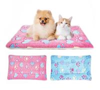 MICOOYO Lot de 2 matelas de cage pour chien et chat - En polaire lavable - Pour petit chien et chat - Motif cœur, 89 x 68 cm