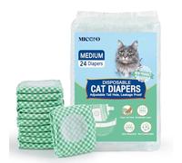 MICOOYO Lot de 24 Couches pour Chiens Femelles, Couches pour Chats Super Absorbantes avec Trous en Mousse Réglables, Pantalons de Couches Jetables pour Chiens Femelles en Chaleur (M,Vert)