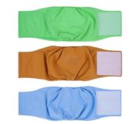 MICOOYO Lot de 3 couches lavables réutilisables pour chien mâle avec attaches réglables, bandes ventrales anti-fuite super absorbantes pour tous les chiens (vert, bleu, marron, taille XL)