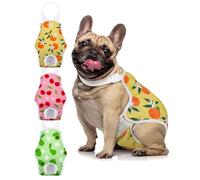 MICOOYO Lot de 3 couches réutilisables pour chien, chiot, chat - Couches hygiéniques avec bretelles pour incontinence, chaleur post-chirurgie (fruits, taille M)