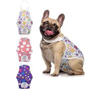 MICOOYO Lot de 3 couches réutilisables pour chien, chiot, chat - Couches hygiéniques avec bretelles pour incontinence, chaleur post-chirurgie (arc-en-ciel, taille S)
