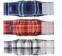 MICOOYO Lot de 3 Couches réutilisables pour Chien mâle | Bandes ventrales lavables pour Chiens | Couches Super absorbantes et durables pour Petit Chien (Rouge, Bleu et Gris, Taille S)