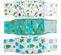 MICOOYO Lot de 3 Couches réutilisables pour Chien mâle | Bandes ventrales lavables pour Chiens | Couches Super absorbantes et durables pour Chien de Taille Moyenne (éléphants, escargots, Oiseaux,