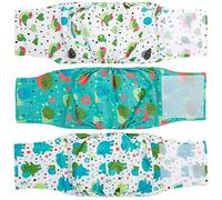 MICOOYO Lot de 3 couches réutilisables pour chien mâle, bandes ventrales lavables, super absorbantes, pour chien de taille XL (éléphants, escargots, oiseaux, taille XL)