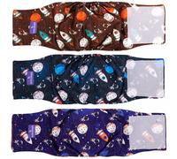 MICOOYO Lot de 3 couches réutilisables pour chiens mâles - Pour chiot et chien - Lavables - Motif vaisseau spatial, taille XL (63,5 - 73,7 cm)