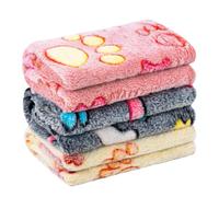 MICOOYO Lot de 3 couvertures en polaire moelleuse et lavables pour animal de compagnie, chats, chatons, chiots - Couverture chaude à motif de pattes pour chiens de petite, moyenne et grande taille