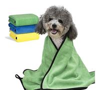 MICOOYO Lot de 3 serviettes de toilettage super absorbantes pour chien, séchage rapide pour chiot, chat (vert, bleu, jaune, taille L)
