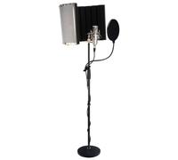 Micophone a Condensateur Studio Enregistrement Kit Support Ecran Cable Argent