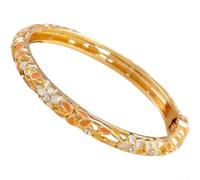 Micpointik Bracelet ouvert en émail - Design floral - Léger - Pour femme | Finition émaillée colorée, fleur rétro à cinq feuilles, design ouvert, léger 18 g, pour femme