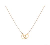 Micpointik Collier en forme de cœur unisexe en alliage d'acier minimaliste | Design minimaliste en forme de cœur, double anneau, symbolise l'amour, un look moderne, une touche romantique