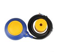 Micpointik Commutateur à flotteur CS1-RAB-05 en polypropylène pour contrôle du niveau d'eau, plage de mesure jusqu'à 80 °C, pour bâtiments et gestion de la pompe, bleu/jaune, capteur de niveau de