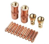 Micpointik Ensemble de buses de soudage compatibles avec Bernard NS-5818C et DS-1, kit de rechange 14 pièces en cuivre et laiton pour soudeur MIG, comprend 2 buses, 2 diffuseurs et 10 buses de contact