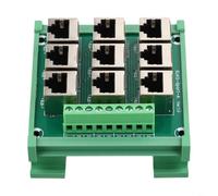 Micpointik Ethernet Port Adapter Terminal Block 9 ports pour rj45 8P8C pour carte breakout avec bornes à vis pour montage rail DIN 15 mm vert pour Ethernet DMX512 RS485