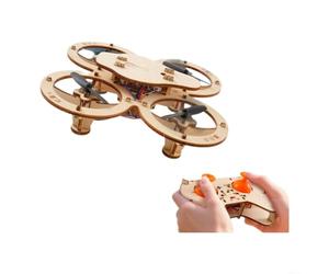 Micpointik Kit de modélisme d'avion en bois télécommandé à 4 axes Quadcopter DIY Kit de construction pour enfants et adultes Drone en bois à assembler 24 x 19 x 5 cm