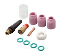 Micpointik Lot de 12 lentilles de gaz TIG avec buse en oxyde d'aluminium pour brûleur de soudure Stubby compatible avec les séries WP-17/18/26, DB et SR avec isolateur et joints toriques, 3/32"