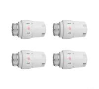 Micpointik Lot de 4 têtes thermostatiques M30 x 1,5 pour vanne de radiateur, régulateur de température à 5 niveaux en alliage et plastique, économie d'énergie, résistant au gel, blanc