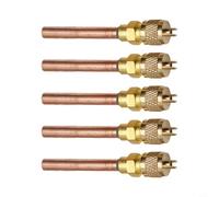 Micpointik Lot de 5 soupapes de passage en cuivre pour remplissage et test de pression sur climatiseurs, réfrigérateurs, compresseurs, valve en laiton robuste avec diamètre de tuyau de 6 mm