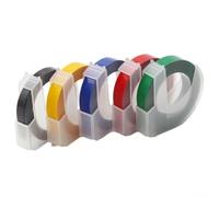 Micpointik Ruban de gaufrage 3D 9 mm pour Dymo pour Omega Junior & pour Motex E-101/E-303, 5 rouleaux de ruban d'étiquetage blanc sur noir/rouge/bleu/jaune/vert, résistant aux rayures pour bureau