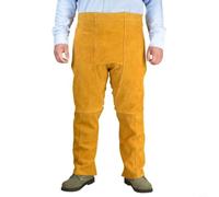 Micpointik Tablier en cuir de vachette pour soudeur, résistant à la chaleur et ignifuge, sangles de jambe réglables pour une protection sûre lors du soudage et du travail du métal, jaune, 90 x 65 cm