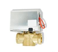 Micpointik Vanne à double voie électrique DN20 en acier inoxydable pour chauffage et climatisation, ouverture rapide en moins de 20 s, 220 V CA 50 Hz, jaune