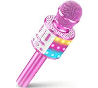 MicQutr Micro Karaoké Bluetooth sans Fil avec Effets Lumineux Disco, Enceinte Portable Intégrée pour Enfants Garçons Filles Adultes, Idée Cadeau Anniversaire Noël Fête KTV Soirée Maison
