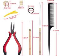 Micro Anneau Extension Avec 500 Pièces Noir Micro Anneau 1 Pièces Pince Pour Extension 2 Pièces Aiguille Pour Extension 4 Pièces Pinces Cheveux 1 Pièces Peigne Et Mini Elastiques