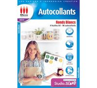 Micro Application - Papier autocollant - Fond blanc - 4 feuilles A4-96 autocollants - 4 cm de diamètre - Faciles à imprimer - Compatible avec imprimantes jet d’encre