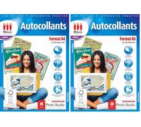 Micro Application - Papier Autocollant Imprimante A4-25 Feuilles Papier Adhésif Blanc Mate, Format A4, Imprimables, Personnalisable, Adhérent, Facilement Détachable, Impression Laser et Jet d'Encre