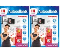 Micro Application Papier Autocollant Transparent - Pochette 8 Feuilles Étiquettes Adhésif Transparent A4, Impressions - 5091 (Lot de 2)
