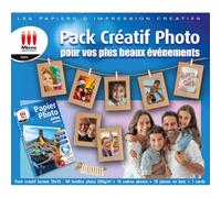 Micro Application - Papier Créatif Photo - Format 10x15 - Grammage 200 g/m² - 50 feuilles - Pack avec 10 Cadres Photo Kraft - Pinces et Cordes Intégrées