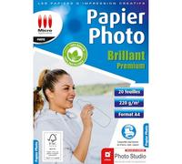 Micro Application - Papier Photo Brillant Premium - 220 g/m² - 20 feuilles - Format A4-100% recyclable - Sans polyéthylène - Emballage Zéro plastique