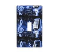 Micro avec notes de musique imprimées plaques murales décoratives graphiques - Plaque murale pour interrupteur à bascule unique