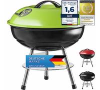 Micro BBQ bouilloire gril compact de voyage gril à charbon de bois gril de table acier inoxydable émaillé 38cm (Vert)
