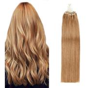 Micro boucle Extensions de cheveux Curry Brown Doux Soyeux Vrai Cheveux Micro Anneau Extensions de Cheveux Humains Ligne de Poisson Micro Perle Extension de Cheveux 50G 100 Brins,16inch