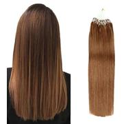 Micro boucle Extensions de cheveux Jaune Brun Doux Soyeux Lisse Vrai Cheveux Micro Anneau Extensions de Cheveux Humains Ligne de Poisson Micro Perle Extension de Cheveux 50G 100 Brins,24inch