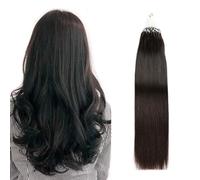 Micro boucle Extensions de cheveux Naturel Noir Doux Soyeux Lisse Vrais Cheveux Micro Anneau Extensions de Cheveux Humains Ligne de Poisson Micro Perle Extension de Cheveux 50G 100 Brins,24inch