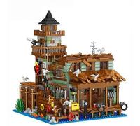 Micro cabane de pêcheur quai maison en bois modèle blocs de construction vue de la rue village de pêcheurs briques jouet